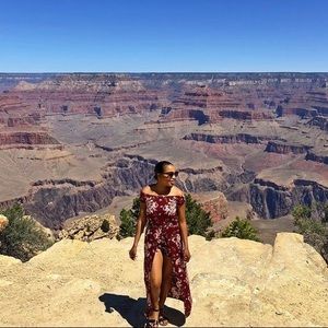 Off shoulder floral dress and short combo